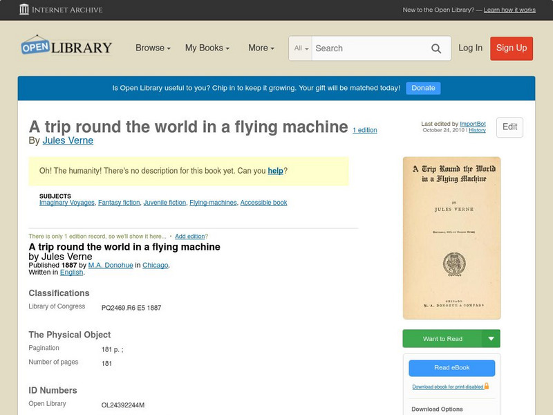 Open Library: A Trip Round the World in a Flying Machine eBook