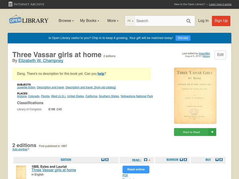Open Library: Three Vassar Girls at Home eBook Open Library: Three Vassar Girls at Home eBook
