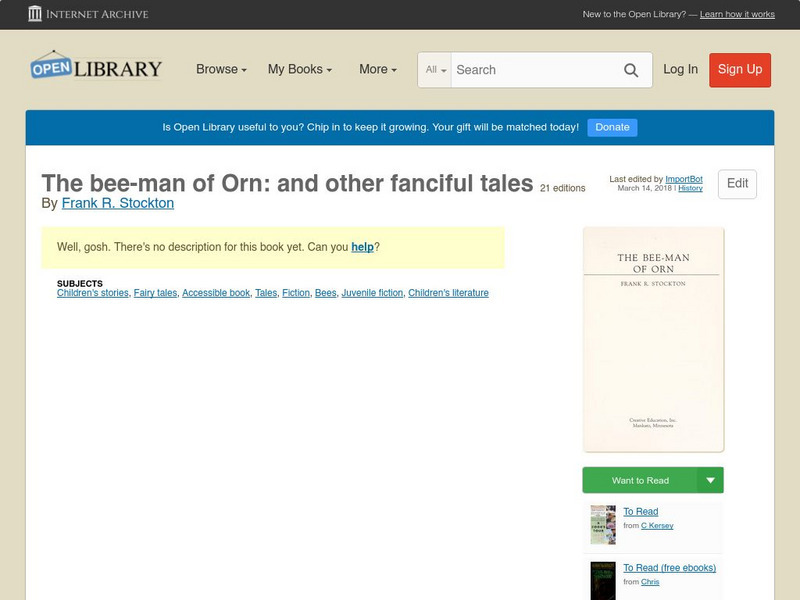 Open Library: The Bee Man of Orn: And Other Fanciful Tales eBook Open Library: The Bee Man of Orn: And Other Fanciful Tales eBook