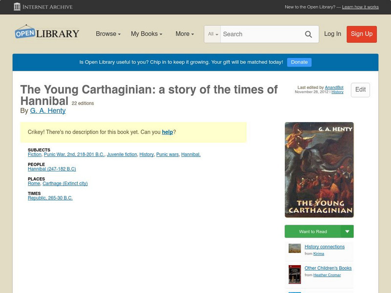Open Library: The Young Carthaginian: A Story of the Times of Hannibal eBook Open Library: The Young Carthaginian: A Story of the Times of Hannibal eBook