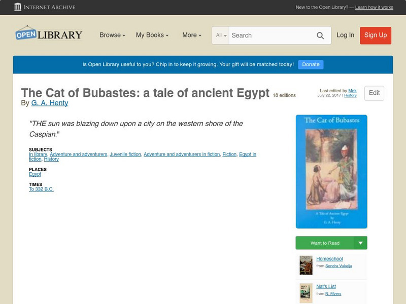 Open Library: The Cat of Bubastes: A Tale of Ancient Egypt eBook Open Library: The Cat of Bubastes: A Tale of Ancient Egypt eBook