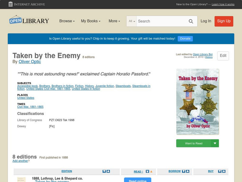 Open Library: Taken by the Enemy eBook Open Library: Taken by the Enemy eBook