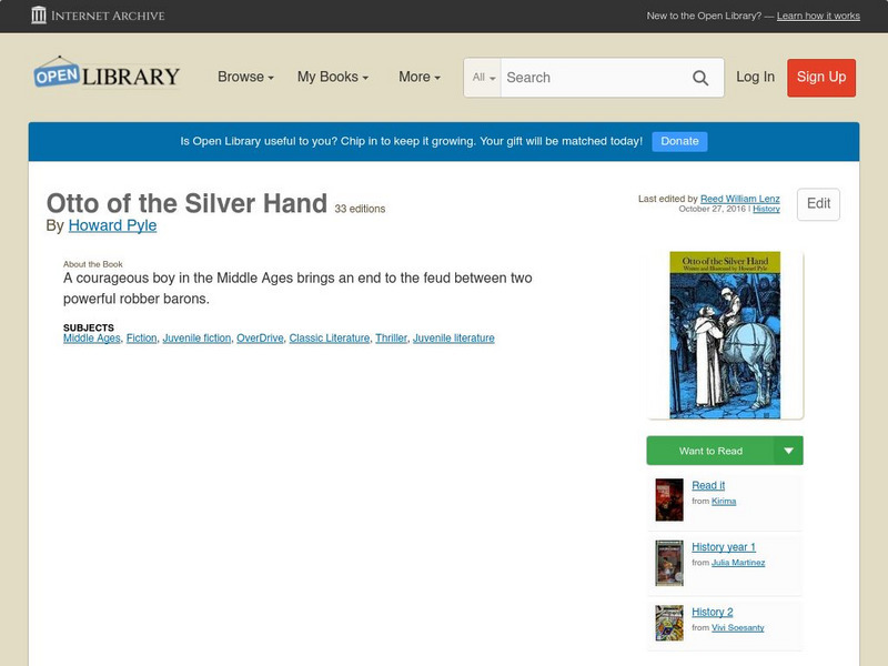 Open Library: Otto of the Silver Hand eBook