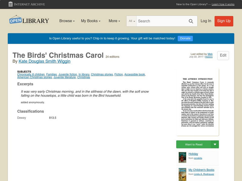 Open Library: The Birds' Christmas Carol eBook Open Library: The Birds' Christmas Carol eBook