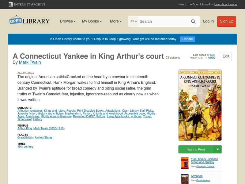 Open Library: A Connecticut Yankee in King Arthur's Court eBook Open Library: A Connecticut Yankee in King Arthur's Court eBook