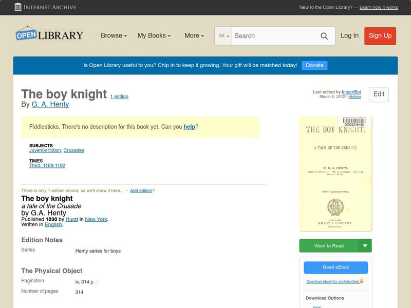Open Library: The Boy Knight eBook Open Library: The Boy Knight eBook