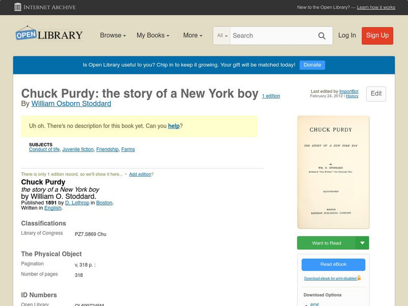 Open Library: Chuck Purdy: The Story of a New York Boy eBook Open Library: Chuck Purdy: The Story of a New York Boy eBook
