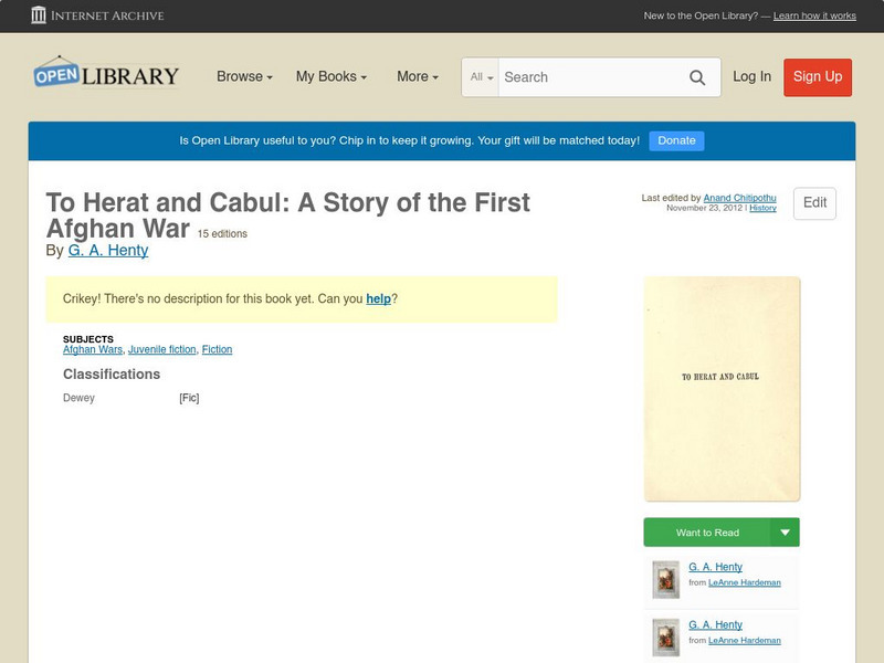 Open Library: To Herat and Cabul: A Story of the First Afghan War eBook Open Library: To Herat and Cabul: A Story of the First Afghan War eBook