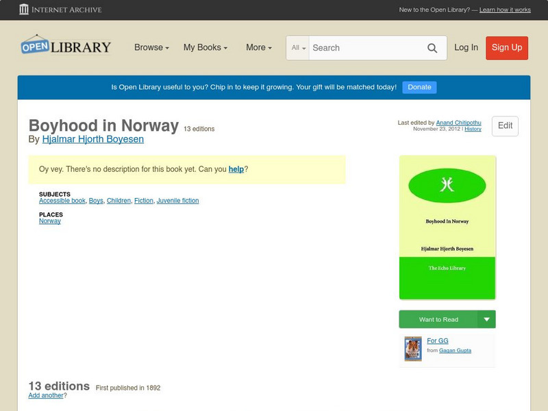 Open Library: Boyhood in Norway eBook Open Library: Boyhood in Norway eBook