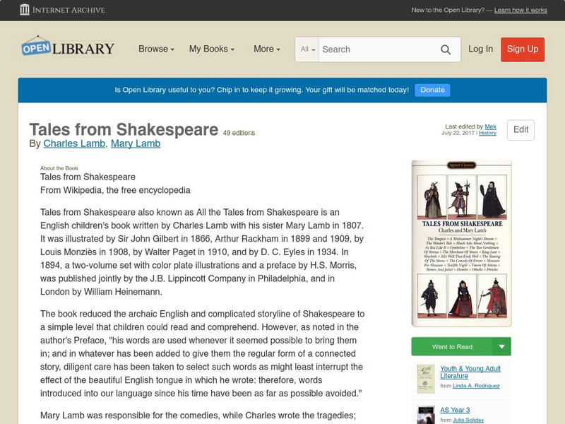 Open Library: Tales From Shakespeare eBook Open Library: Tales From Shakespeare eBook