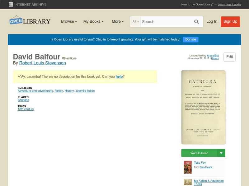Open Library: David Balfour eBook