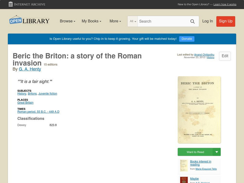 Open Library: Beric the Briton: A Story of the Roman Invasion eBook Open Library: Beric the Briton: A Story of the Roman Invasion eBook