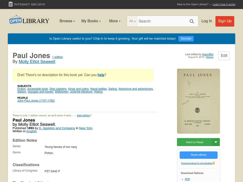 Open Library: Paul Jones eBook