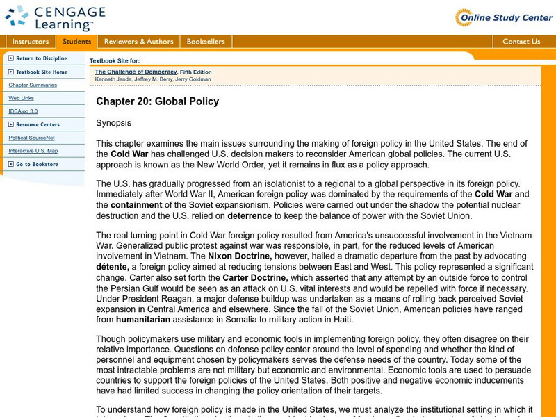 Houghton Mifflin: Chapter 20, Global Policy Article Houghton Mifflin: Chapter 20, Global Policy Article
