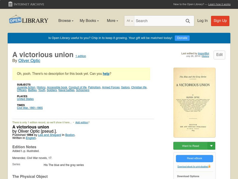 Open Library: A Victorious Union eBook