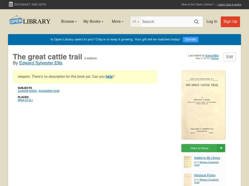 Open Library: The Great Cattle Trail eBook Open Library: The Great Cattle Trail eBook