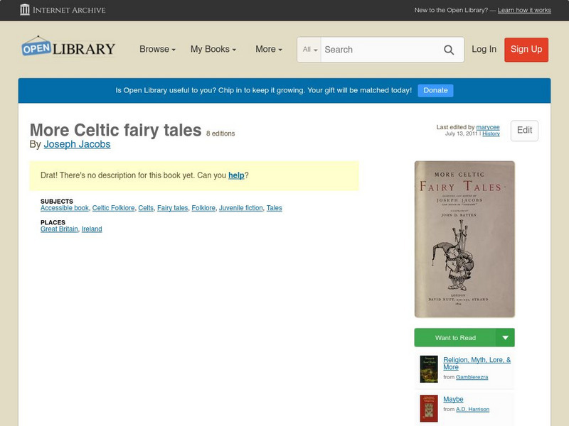 Open Library: More Celtic Fairy Tales eBook