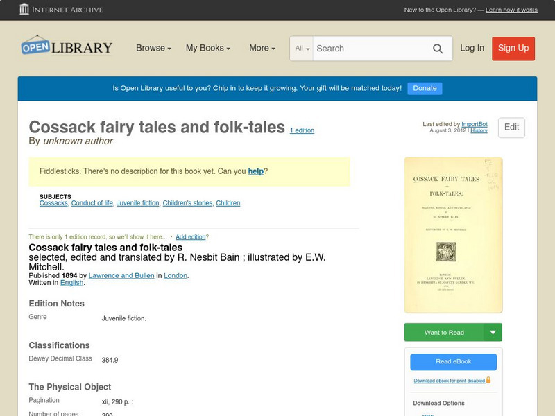 Open Library: Cossack Fairy Tales and Folk Tales eBook Open Library: Cossack Fairy Tales and Folk Tales eBook