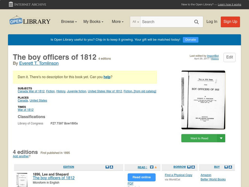 Open Library: The Boy Officers of 1812 eBook Open Library: The Boy Officers of 1812 eBook