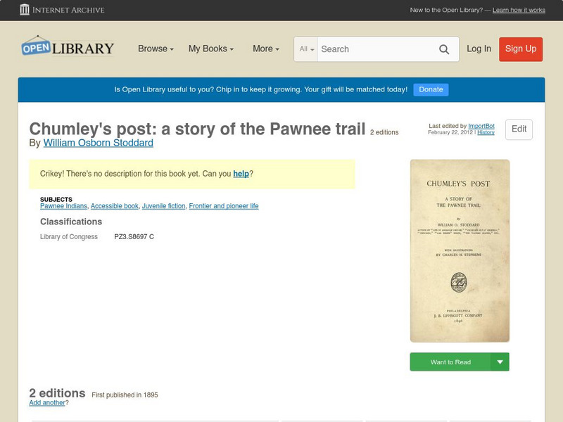 Open Library: Chumley's Post: A Story of the Pawnee Trail eBook Open Library: Chumley's Post: A Story of the Pawnee Trail eBook