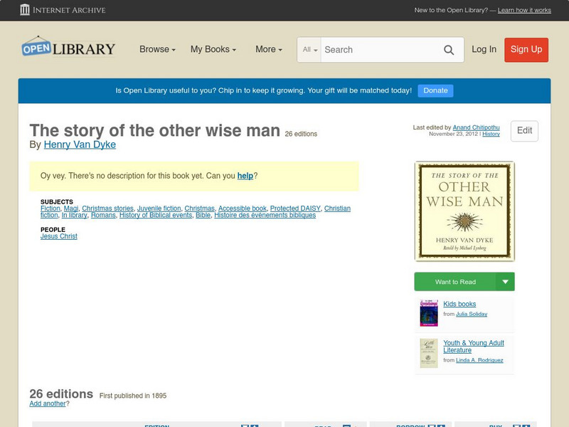 Open Library: The Story of the Other Wise Man eBook