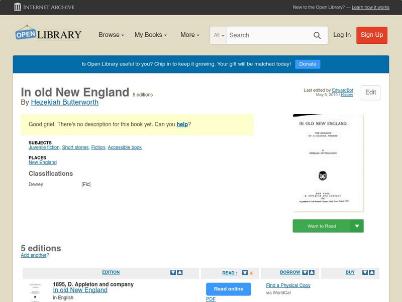 Open Library: In Old New England eBook