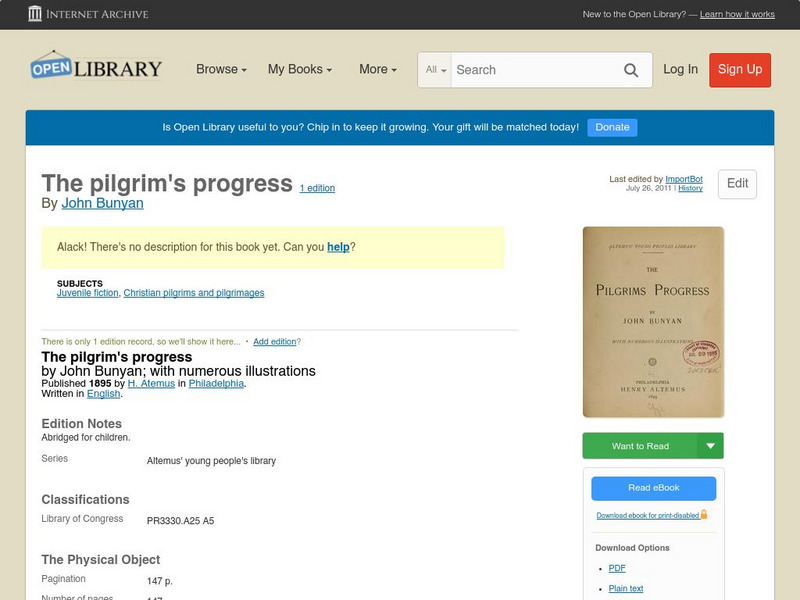 Open Library: The Pilgrim's Progress eBook Open Library: The Pilgrim's Progress eBook
