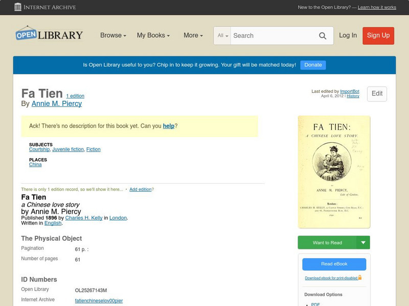 Open Library: Fa Tien eBook