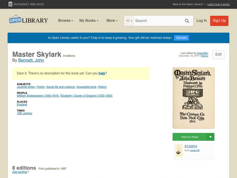 Open Library: Master Skylark eBook