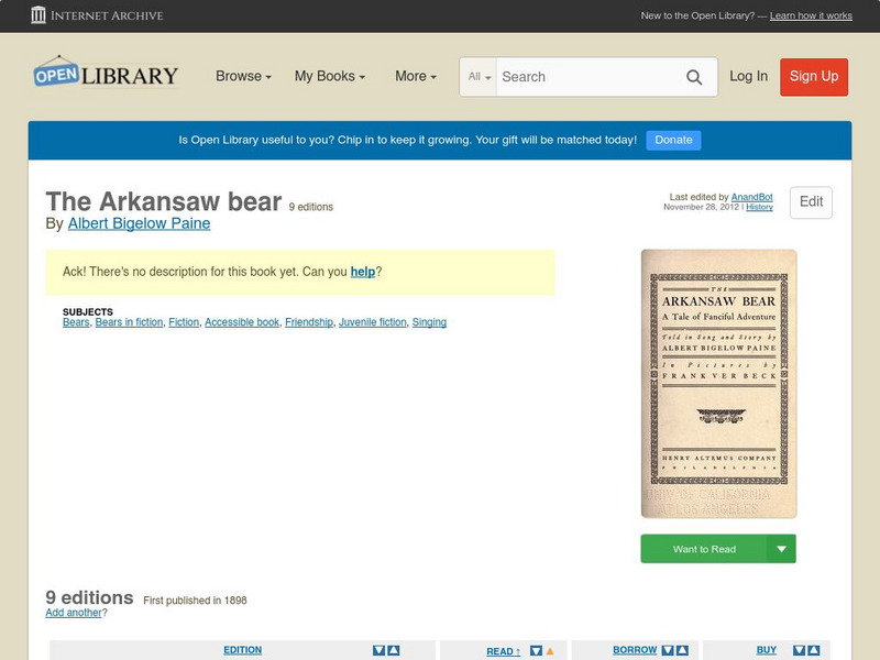 Open Library: The Arkansaw Bear eBook Open Library: The Arkansaw Bear eBook
