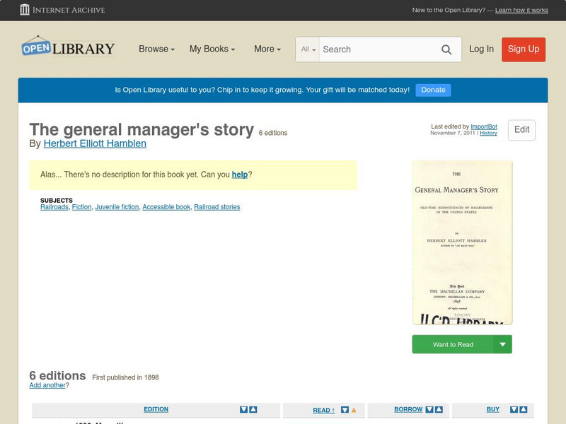 Open Library: The General Manager's Story eBook