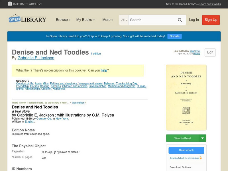 Open Library: Denise and Ned Toodles eBook