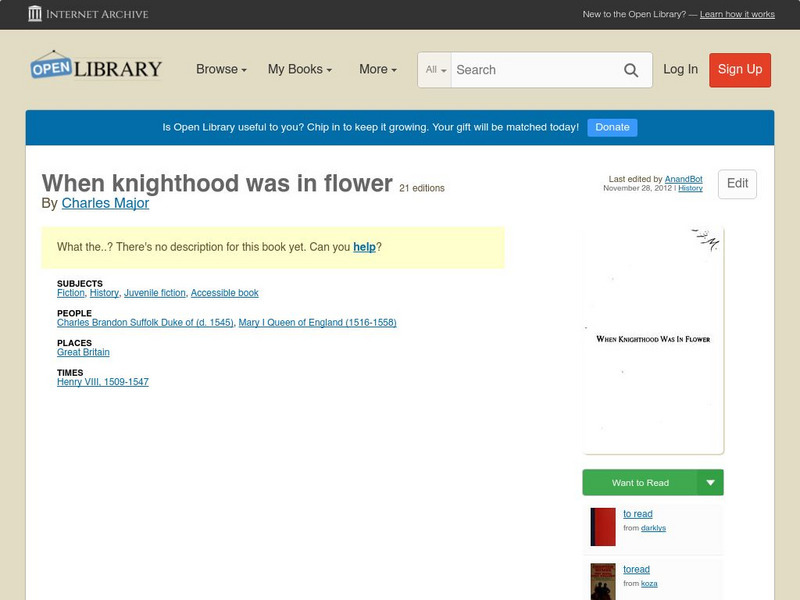 Open Library: When Knighthood Was in Flower eBook