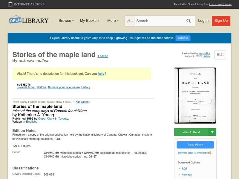 Open Library: Stories of the Maple Land eBook Open Library: Stories of the Maple Land eBook