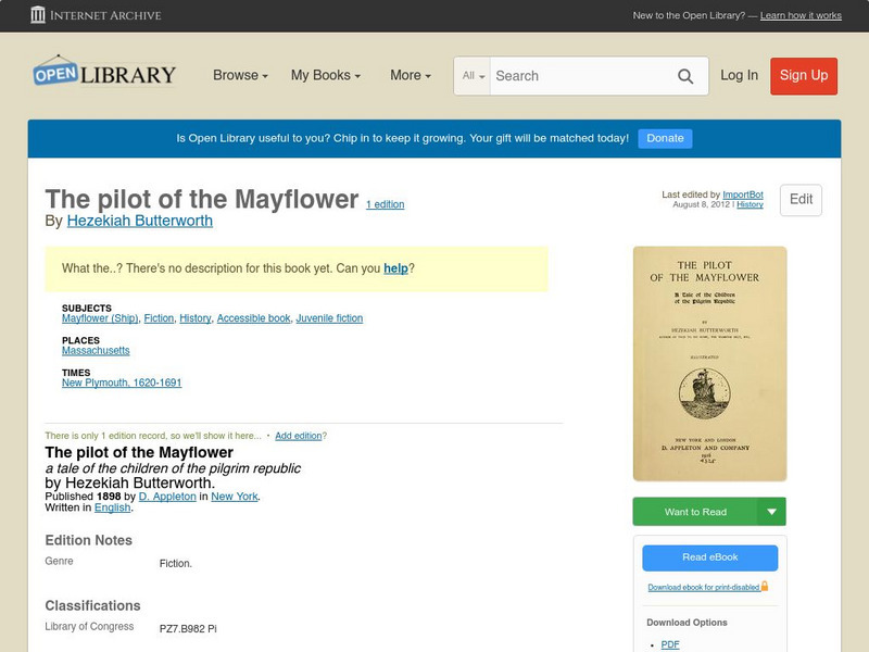 Open Library: The Pilot of the Mayflower eBook