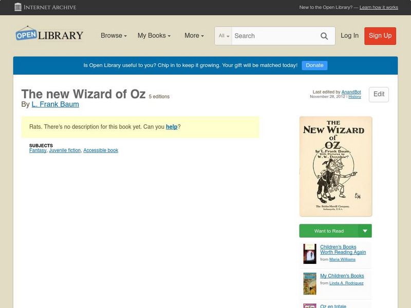 Open Library: The New Wizard of Oz eBook