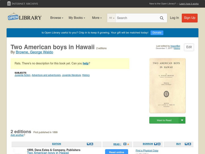 Open Library: Two American Boys in Hawaii eBook