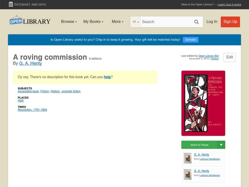 Open Library: A Roving Commission eBook Open Library: A Roving Commission eBook