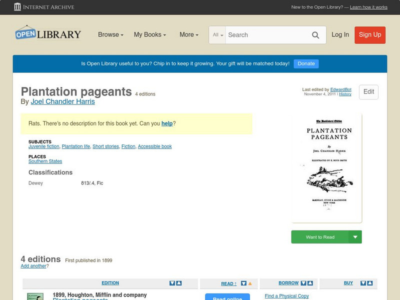 Open Library: Plantation Pageants eBook