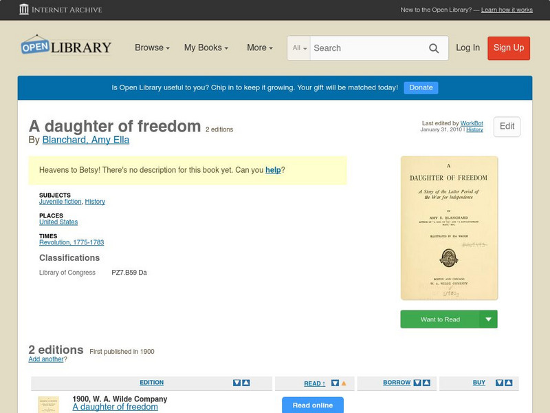 Open Library: A Daughter of Freedom eBook