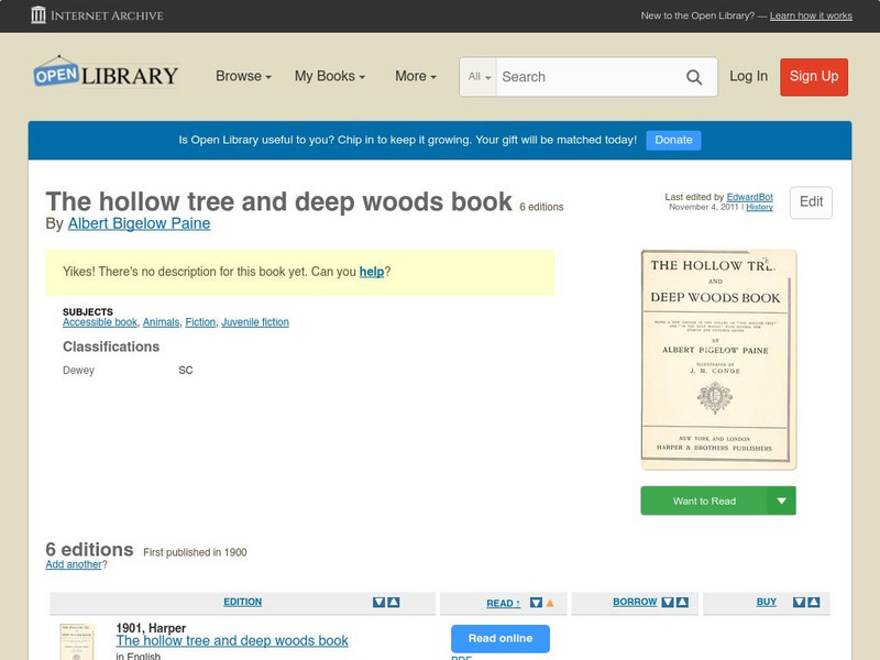 Open Library: The Hollow Tree and Deep Woods Book eBook Open Library: The Hollow Tree and Deep Woods Book eBook
