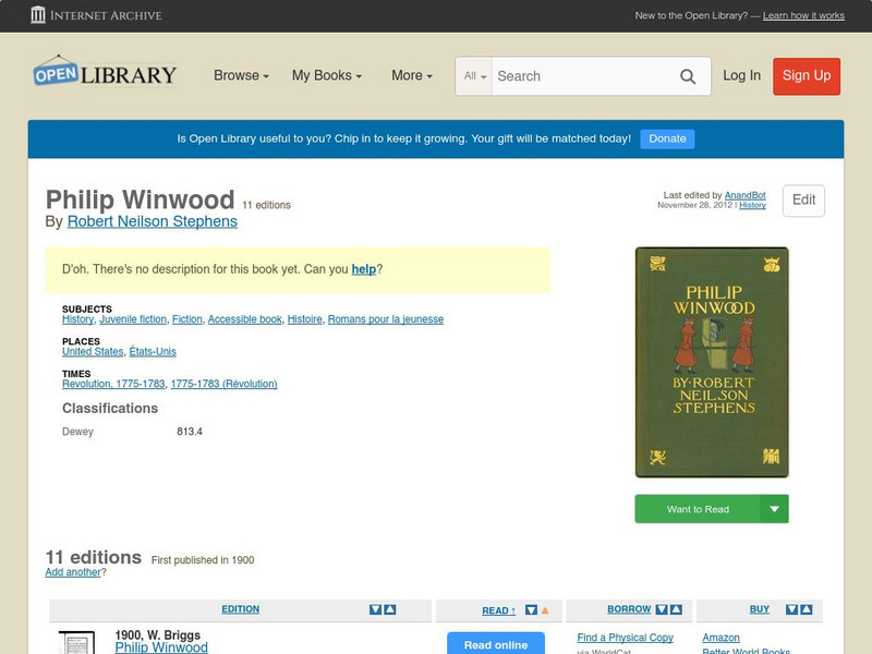 Open Library: Philip Winwood eBook Open Library: Philip Winwood eBook