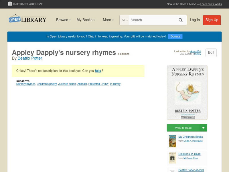 Open Library: Appley Dapply's Nursery Rhymes eBook