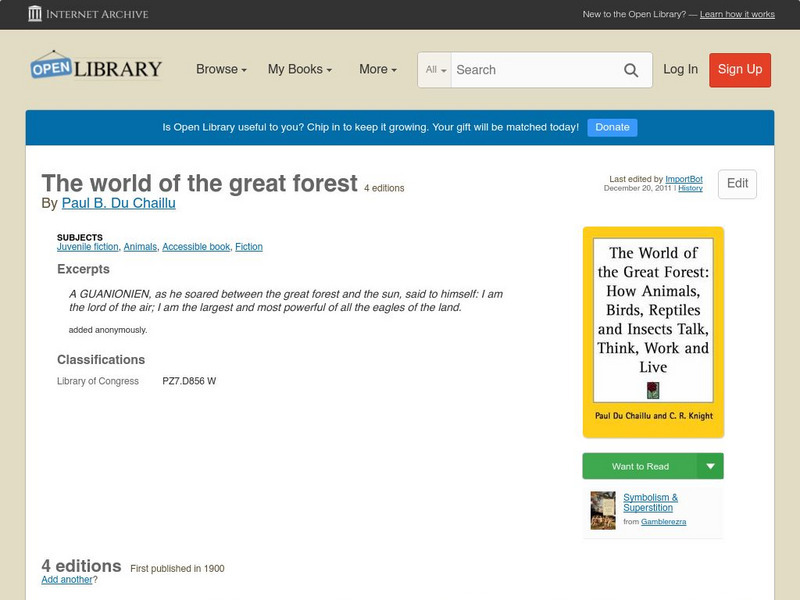 Open Library: The World of the Great Forest eBook