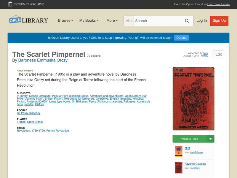 Open Library: The Scarlet Pimpernel eBook