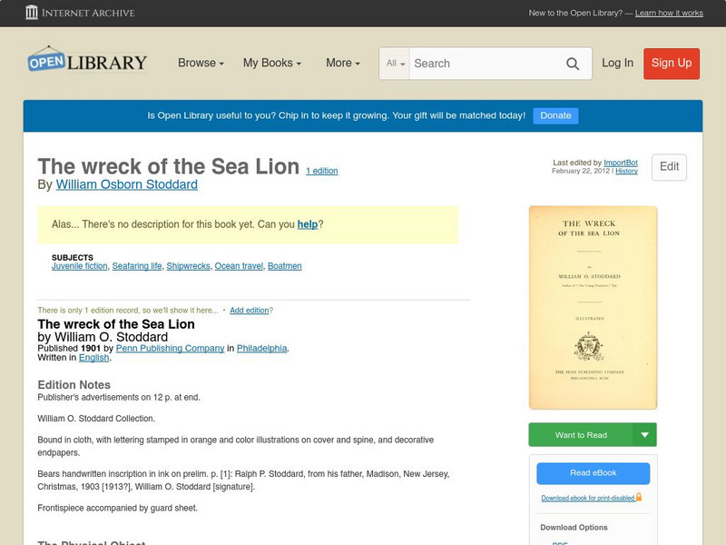 Open Library: The Wreck of the Sea Lion eBook Open Library: The Wreck of the Sea Lion eBook