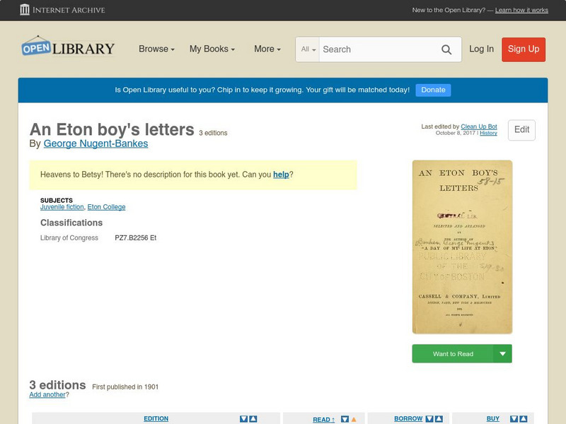 Open Library: An Eton Boy's Letters eBook Open Library: An Eton Boy's Letters eBook