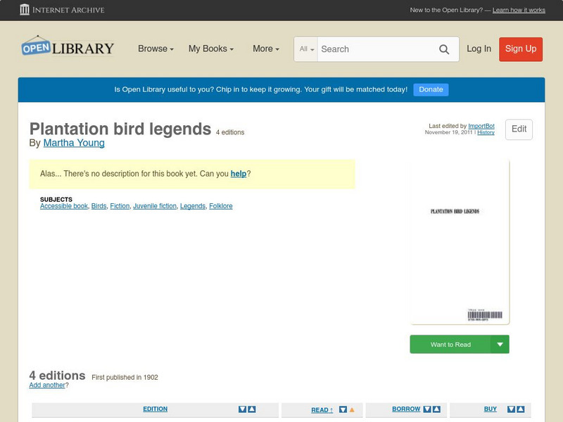 Open Library: Plantation Bird Legends eBook Open Library: Plantation Bird Legends eBook