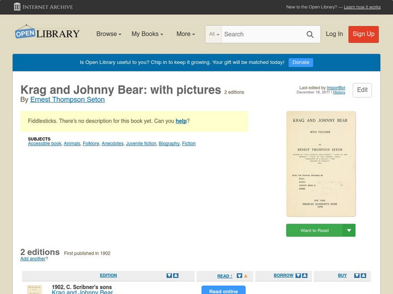 Open Library: Krag and Johnny Bear: With Pictures eBook