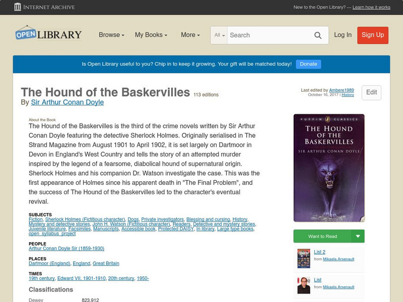 Open Library: The Hound of the Baskervilles eBook